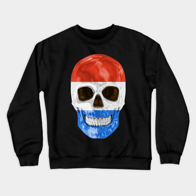 Netherlands Flag Skull - Gift for Dutch With Roots From Netherlands Crewneck Sweatshirt by Country Flags